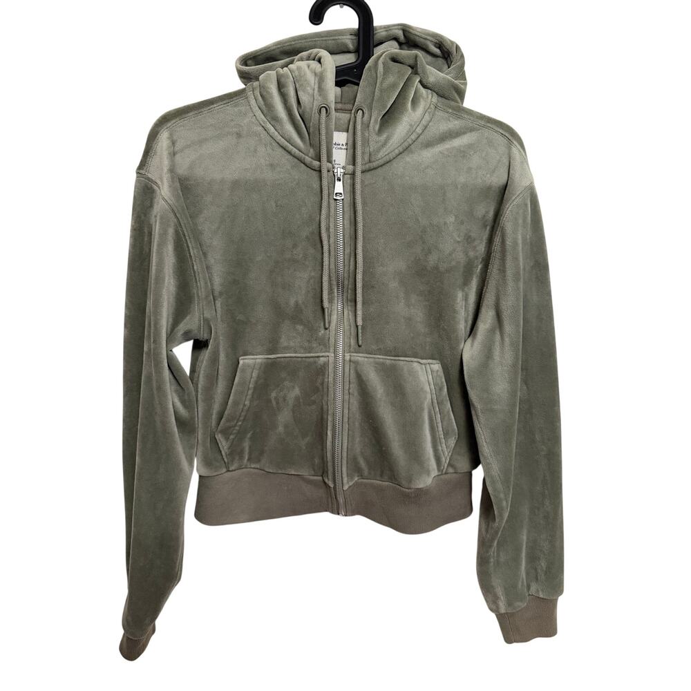 Abercrombie & Fitch Soft A&F Velour Cropped Full-Zip Hoodie Size XS